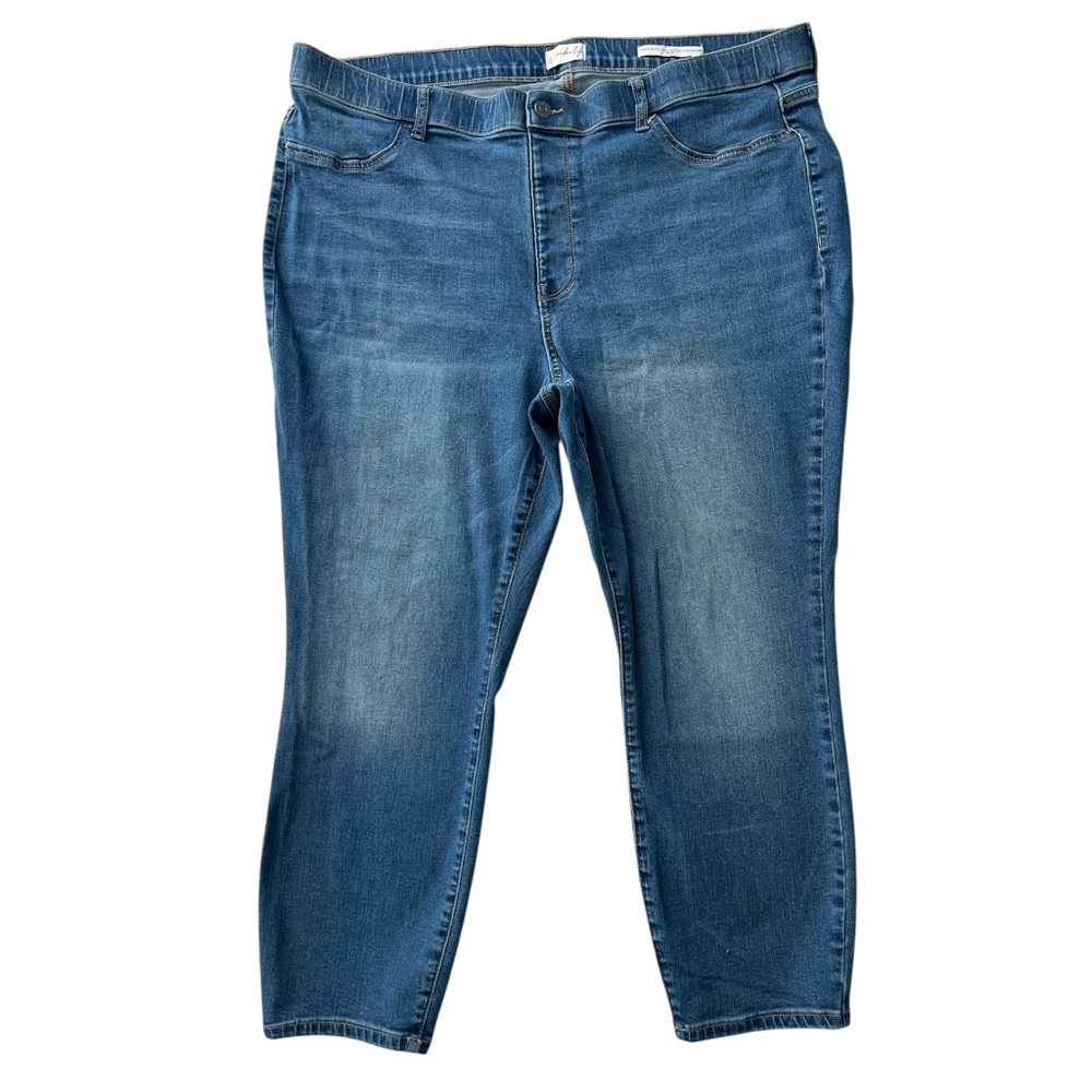 Wonderly Pull-On High Rise Skinny Crop Women's Blue Denim Jeans - 20W